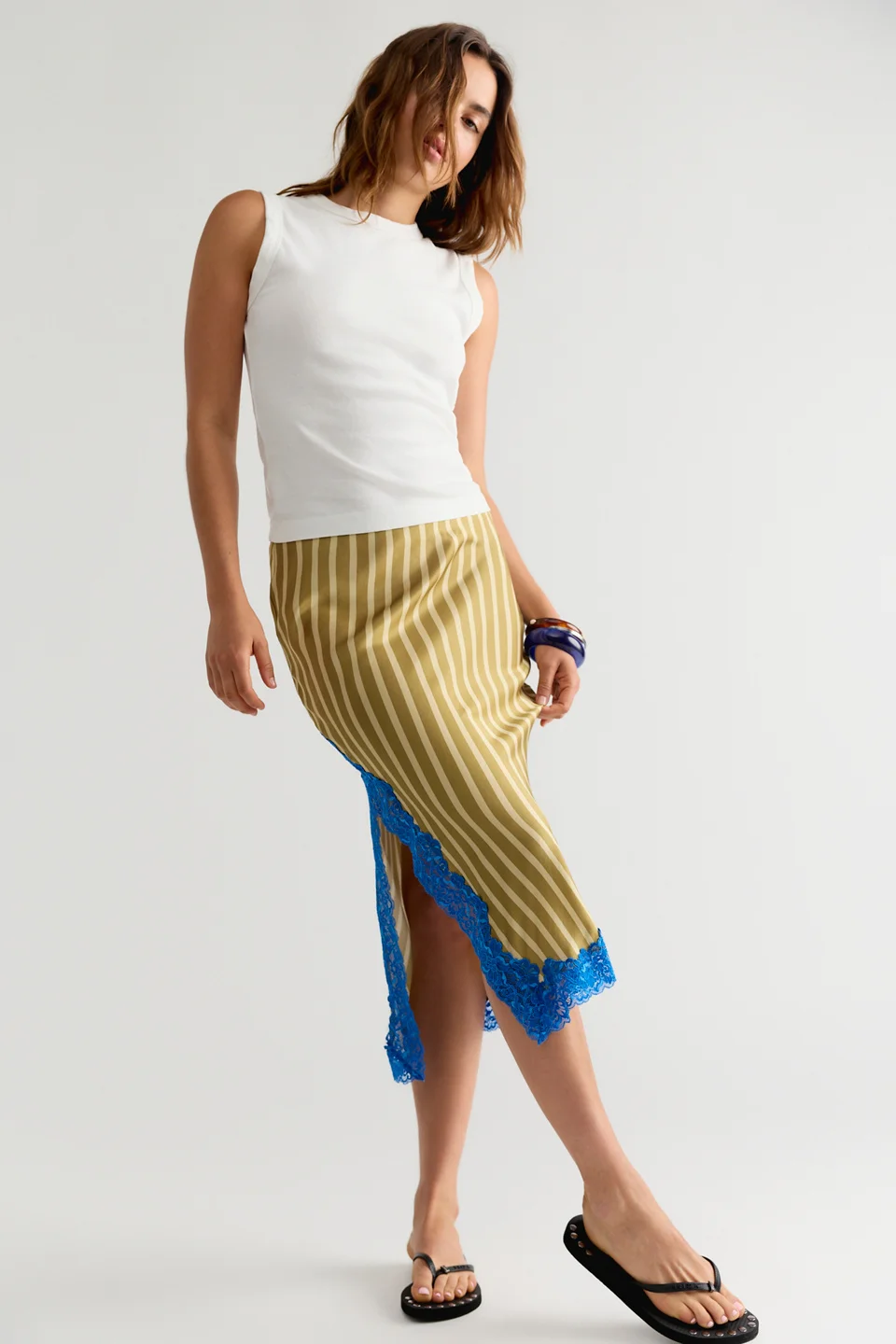 Bias Behavior Stripe Midi Skirt - 1
