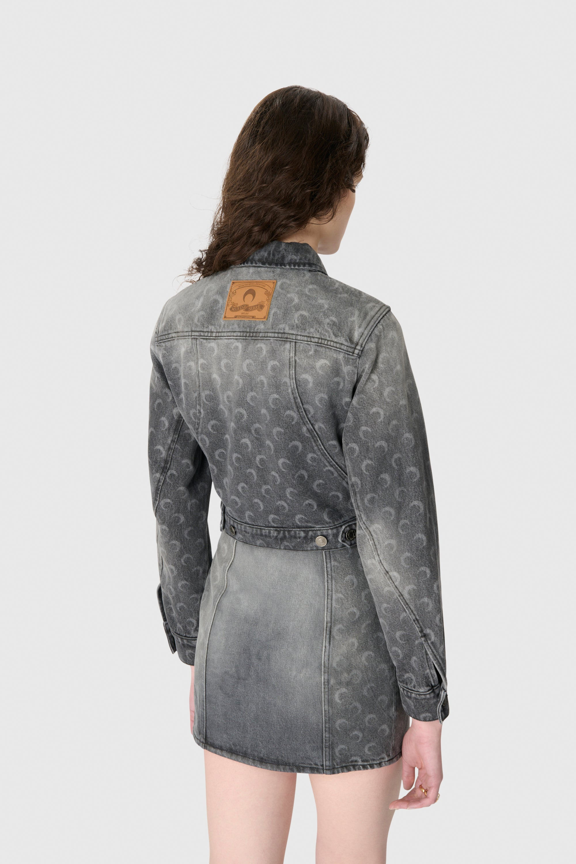 Moon Laser Grey Wash Denim Cropped Jacket - 3