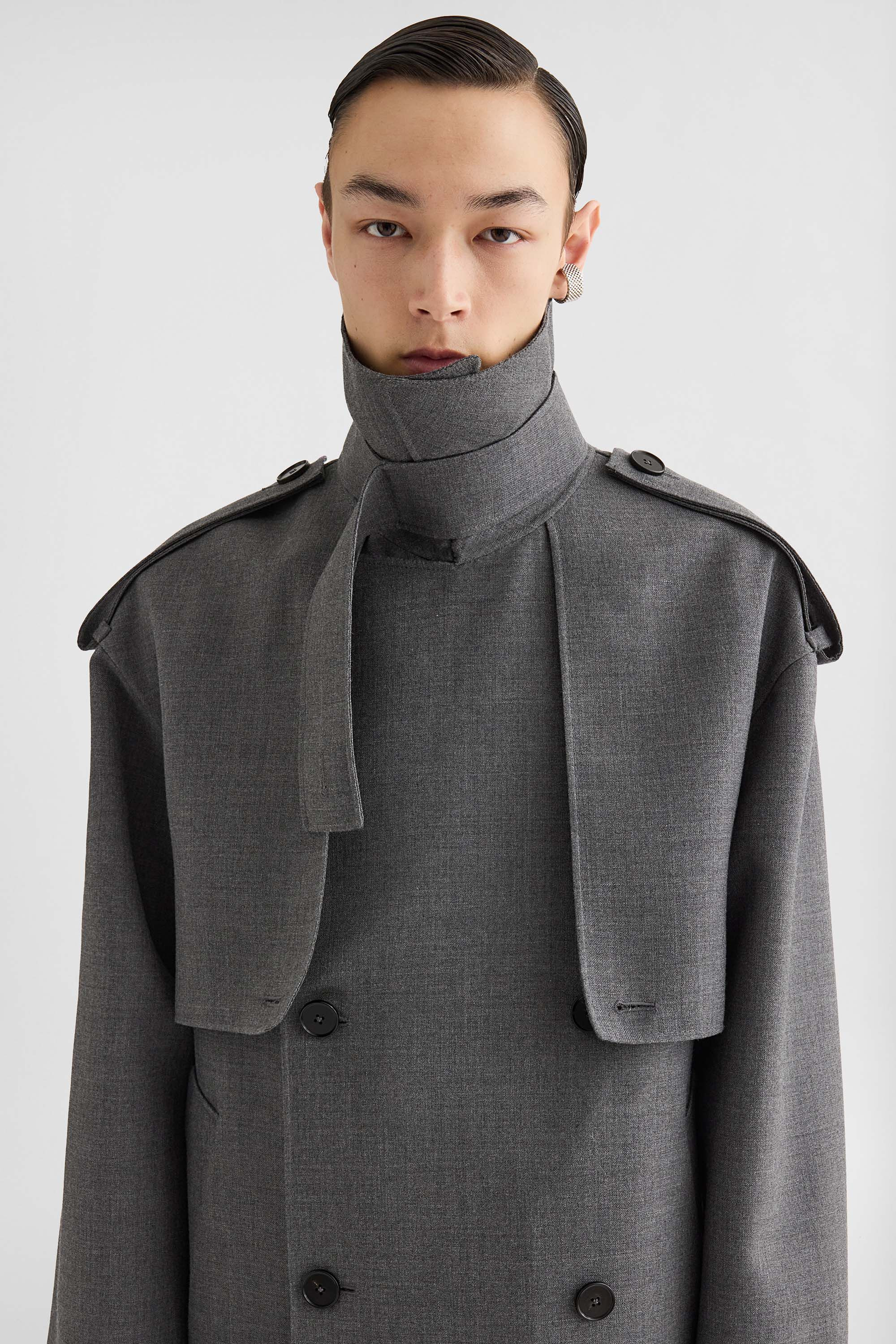 Wool Gabardine Trench Coat - 5