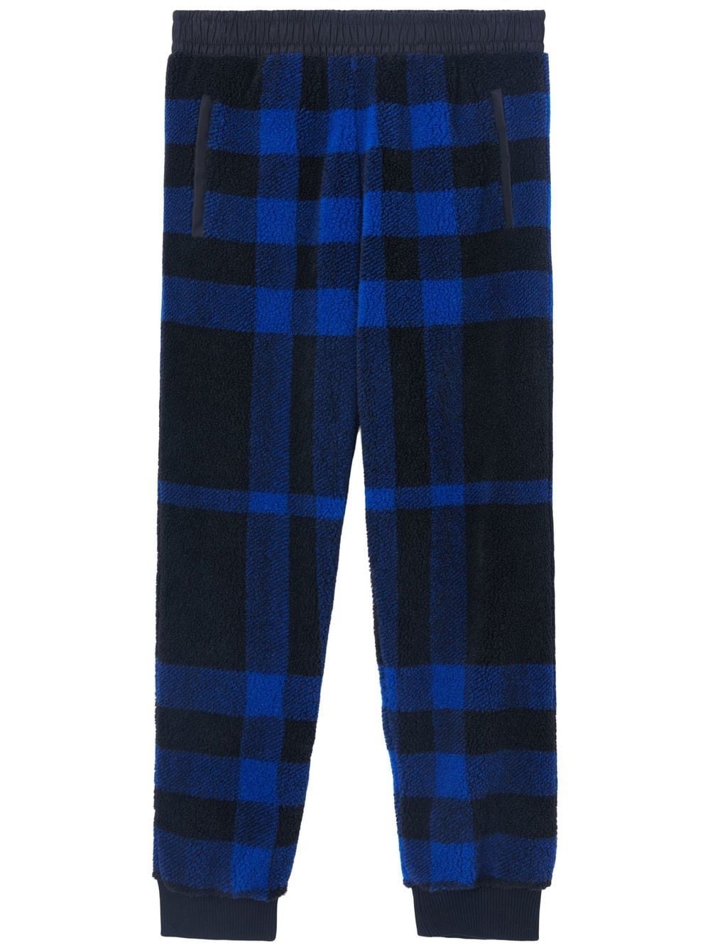 check-pattern fleece track pants - 1