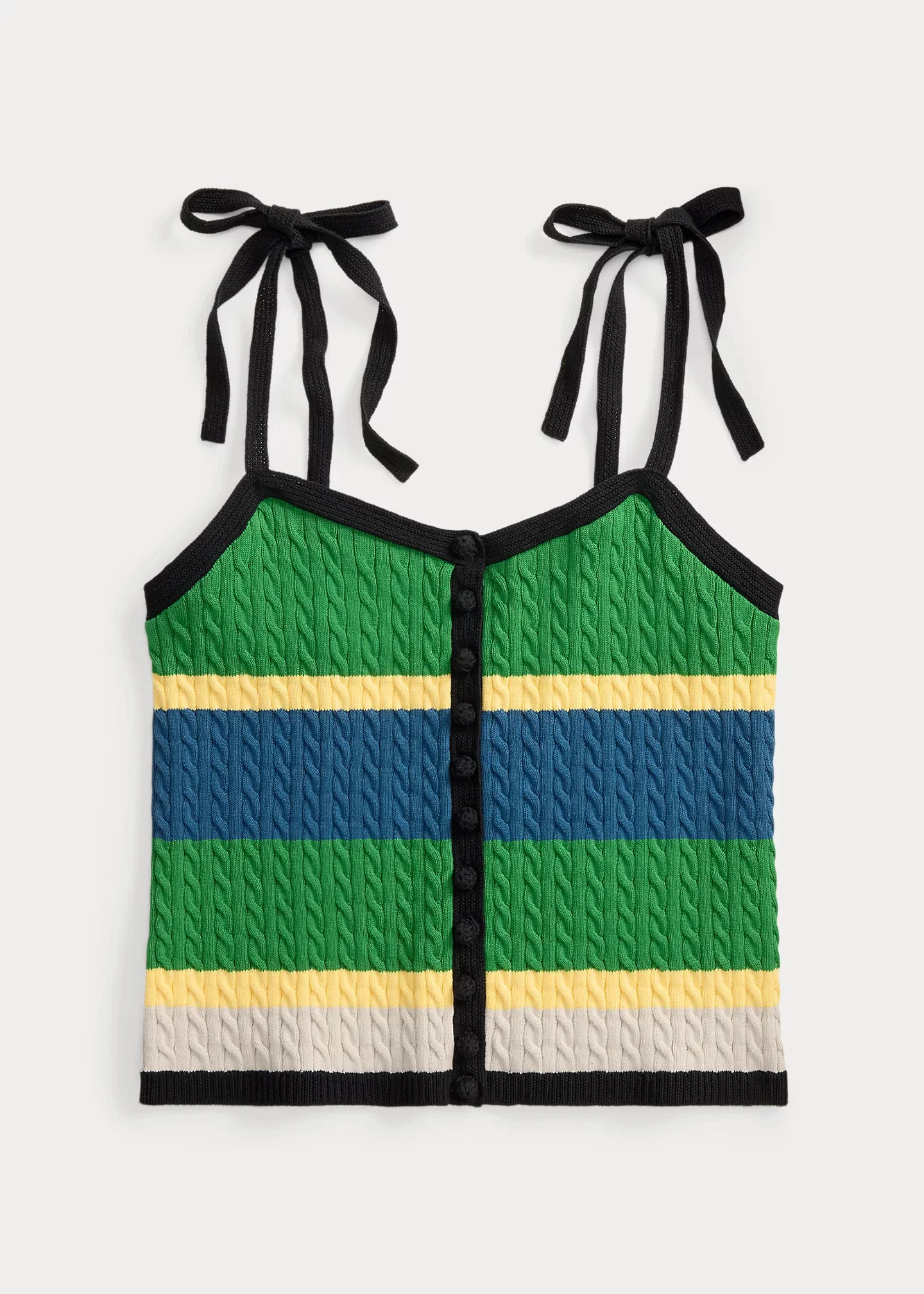 Color-Blocked Cable-Knit Tank Top - 1