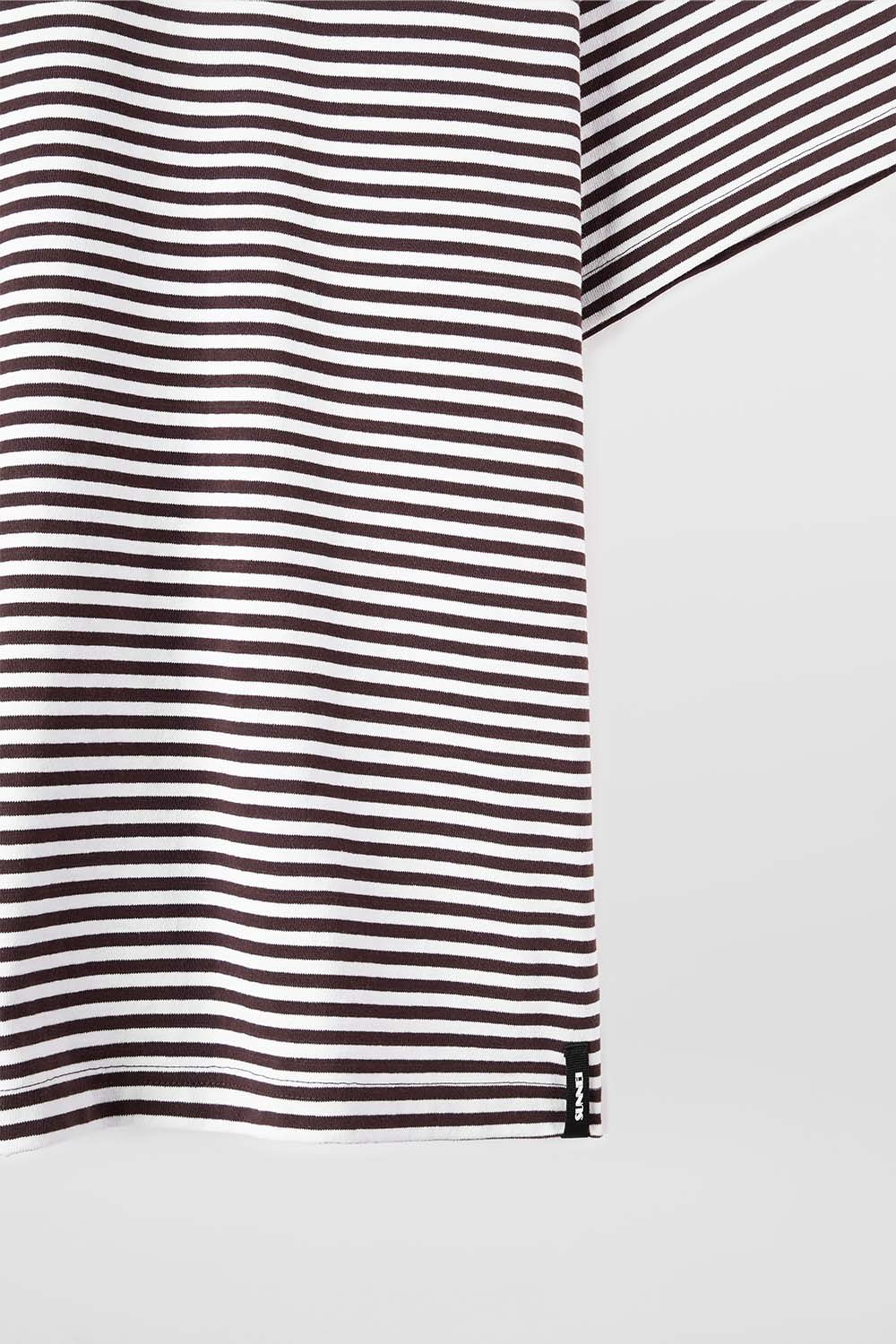 STRIPED OVER T-SHIRT / brown & optical white - 2