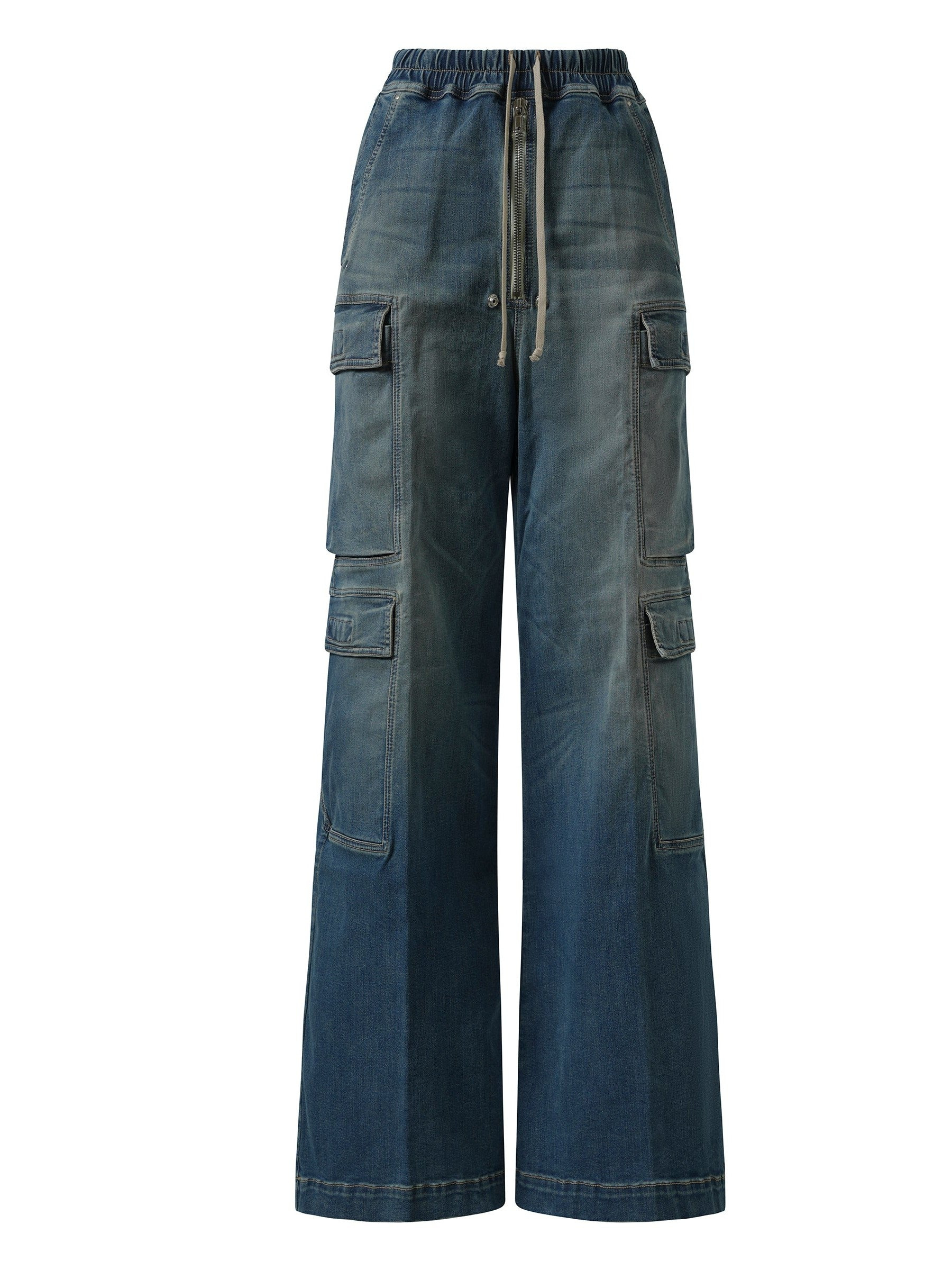Denim Double Cargo Jumbo Belas in Washed Indigo - 2