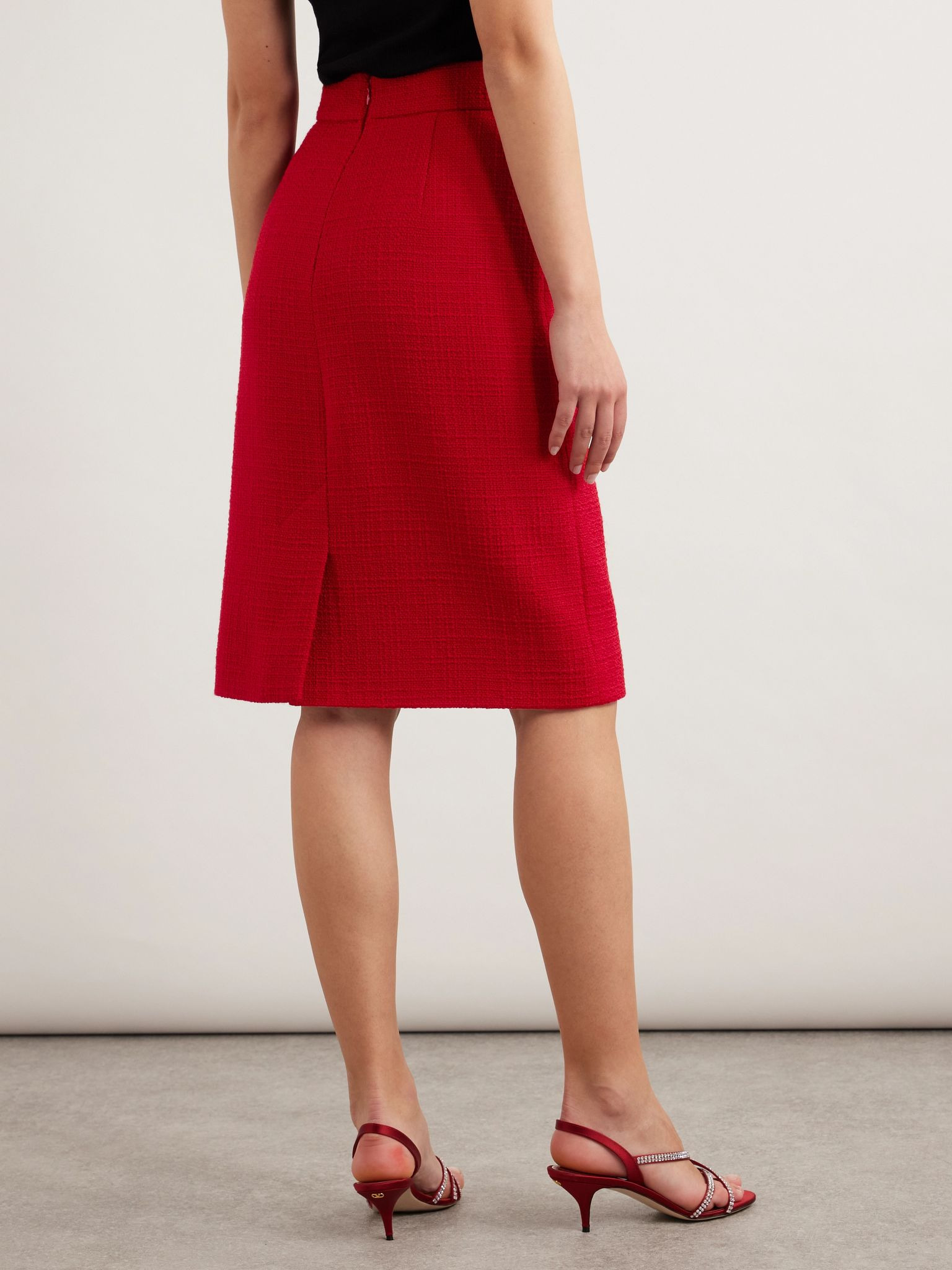 Wool-blend tweed skirt Red - 4