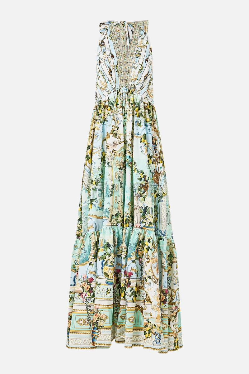 RUFFLE HEM HALTER DRESS - 1