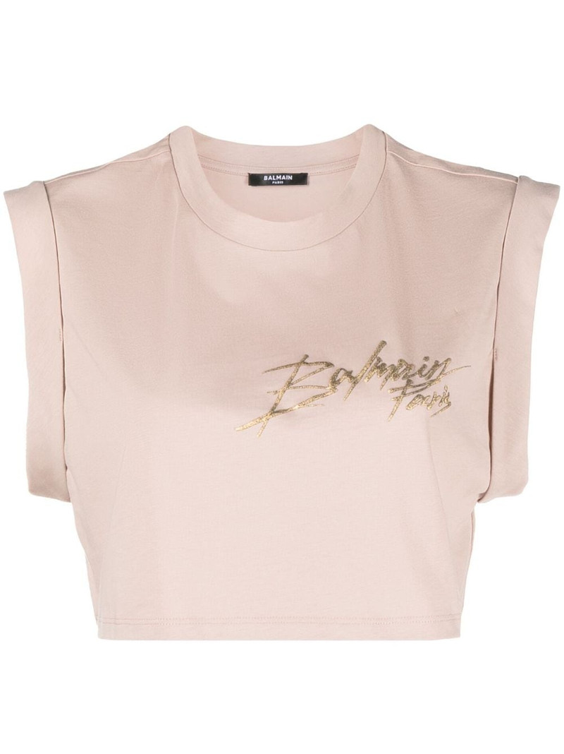 logo-print cotton crop top 1