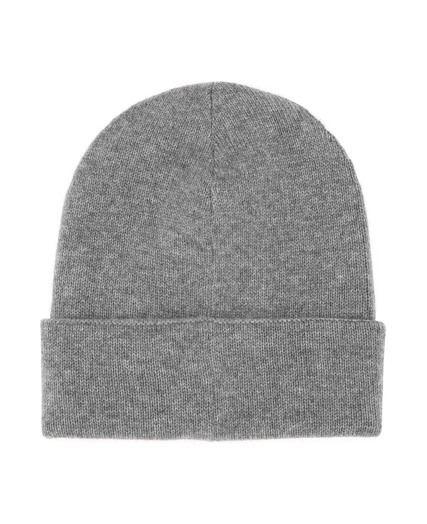 Grey Cashmere Beanie Hat - 2