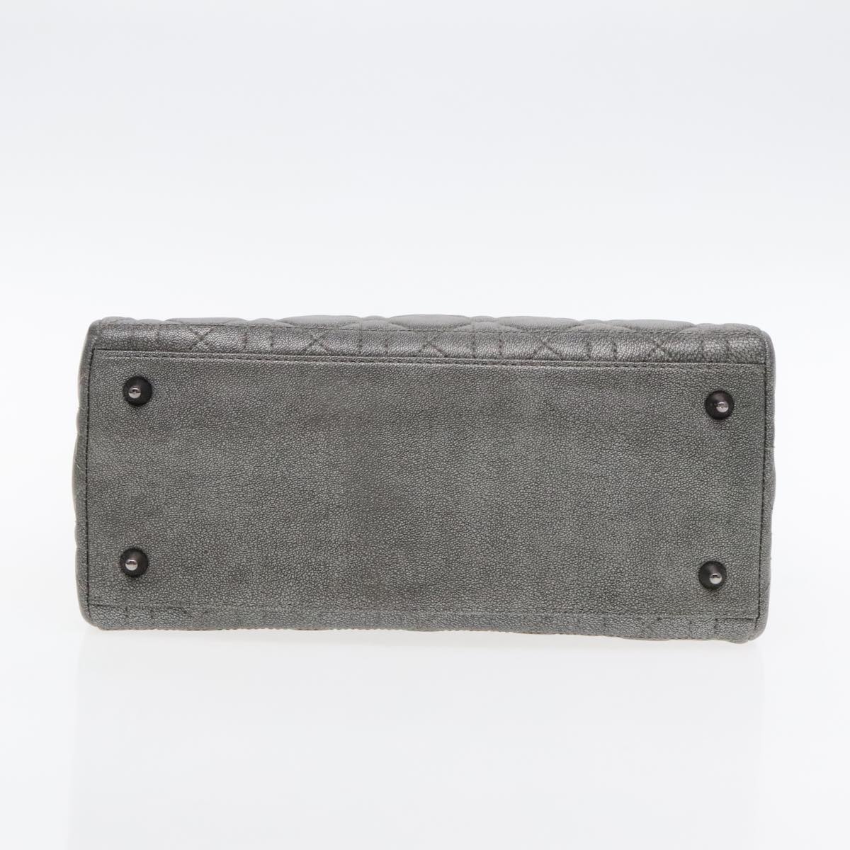 DIOR Lady DIOR Canage Hand Bag Lamb Skin Silver Tone - 9