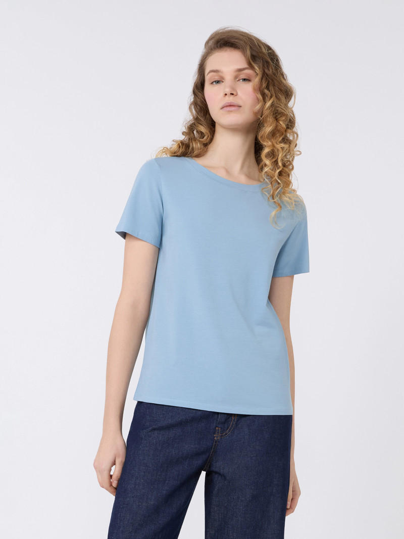 MULTIF Stretch jersey basic T-shirt - LIGHT BLUE 3