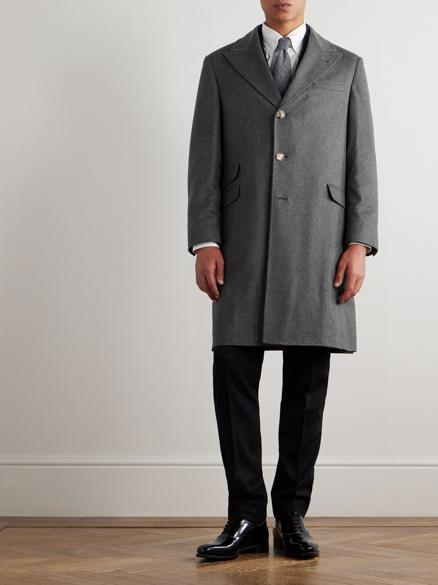 Wool and Cashmere-Blend Overcoat Gray - 3