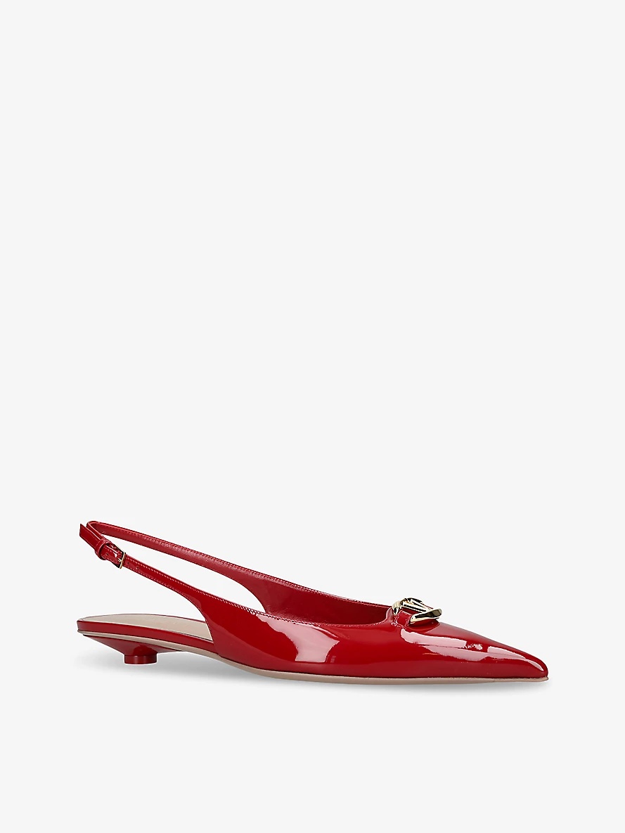 VLogo Moon patent-leather slingback courts - 3