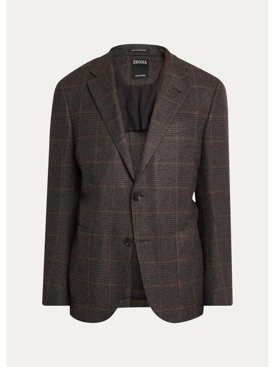 Men's Oasi Cashmere Plaid Single-Breasted Sport Coat - 1