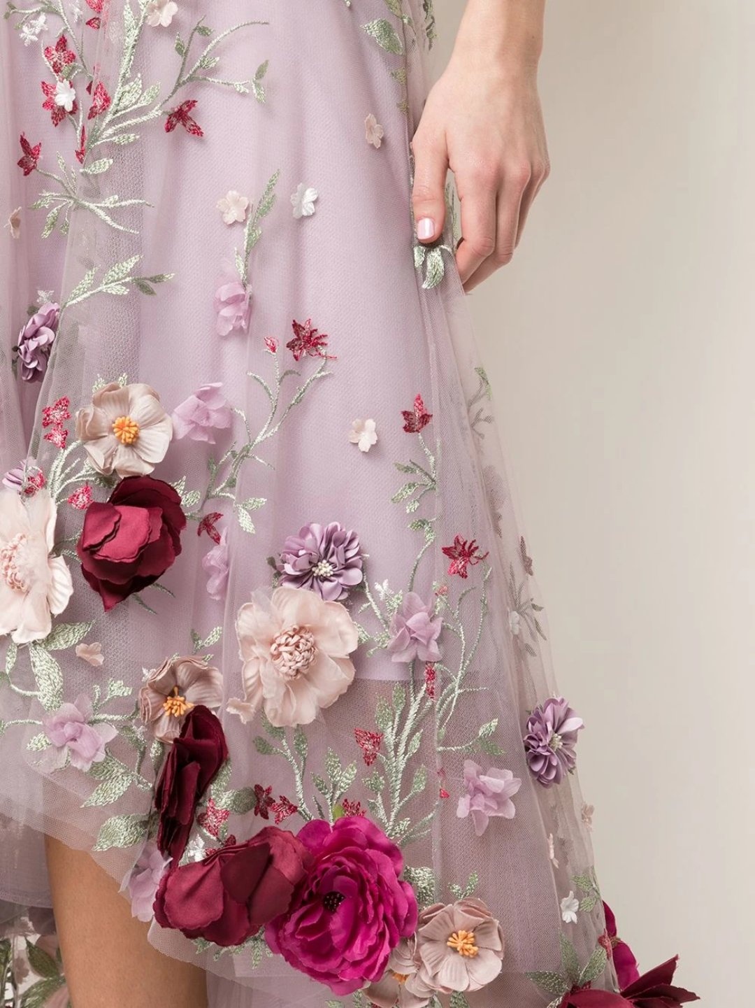 3D FLORAL EMBROIDERED HI-LOW COCKTAIL - 4