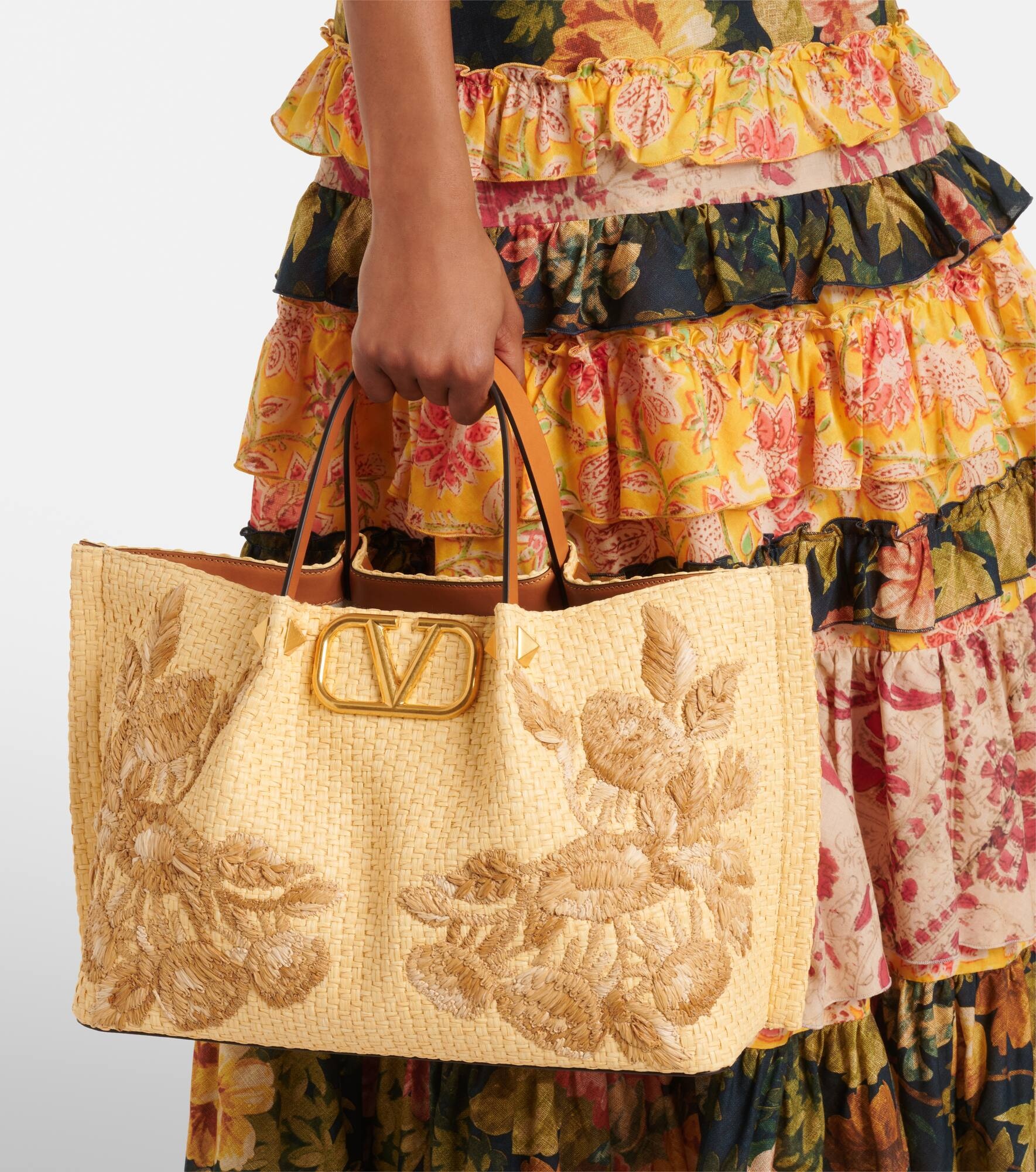 VLogo Medium floral shoulder bag - 7