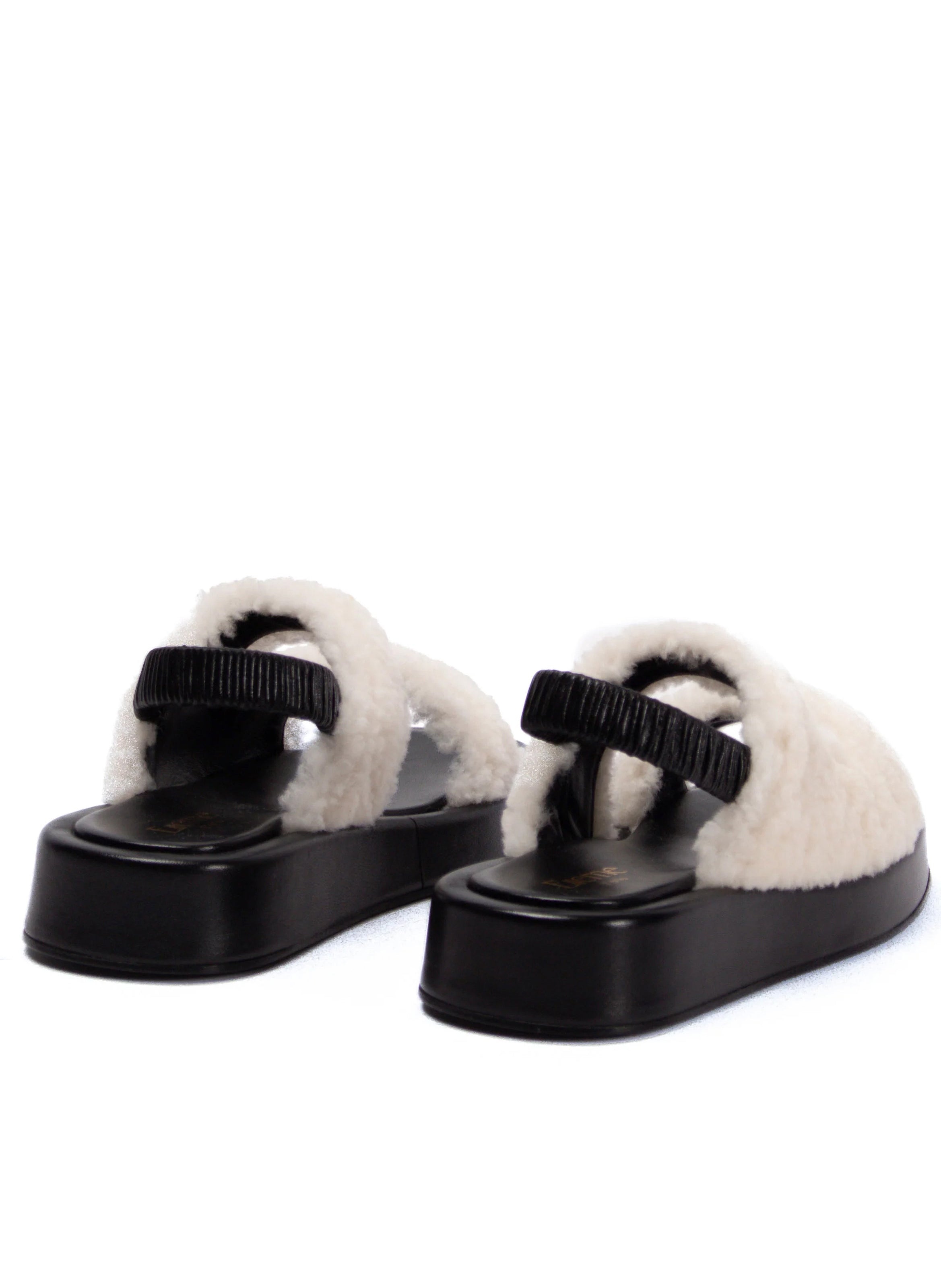 Gemini Shearling Slingback Black/Beige - 3
