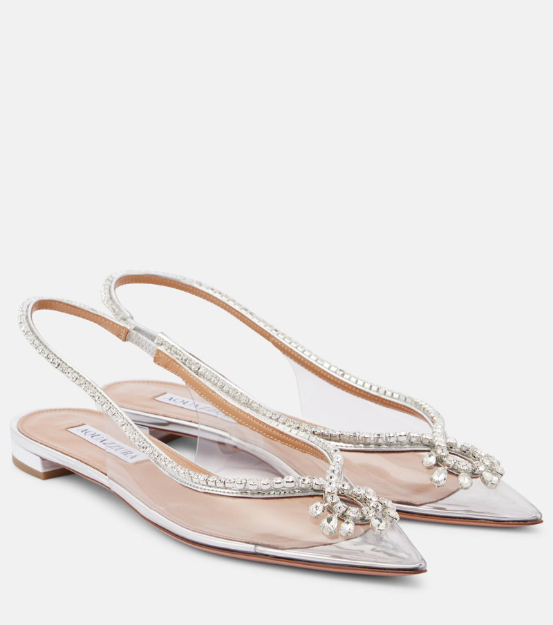 Seduction crystal-embellished PVC slingback flats - 1