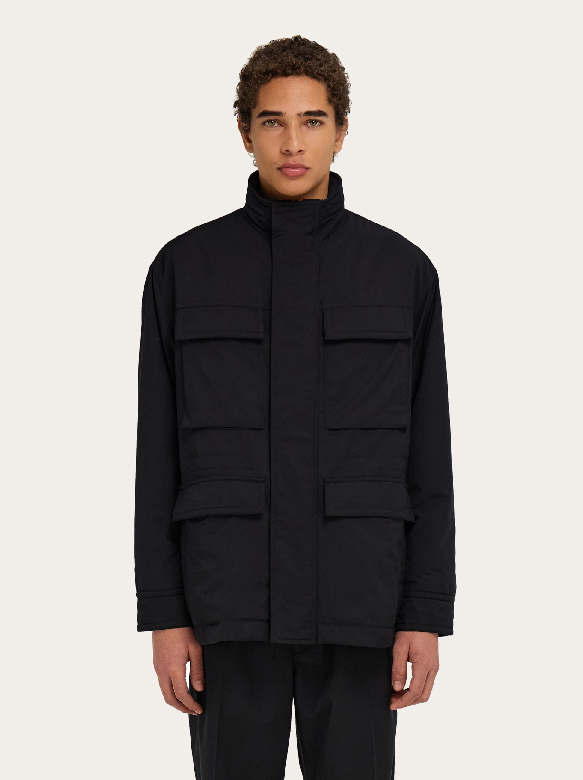 Technical faille caban overcoat - 2