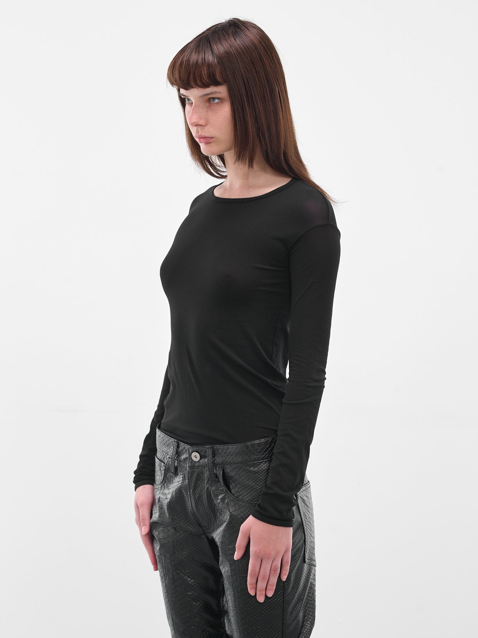 Black Nylon Long Sleeve Tee - 2