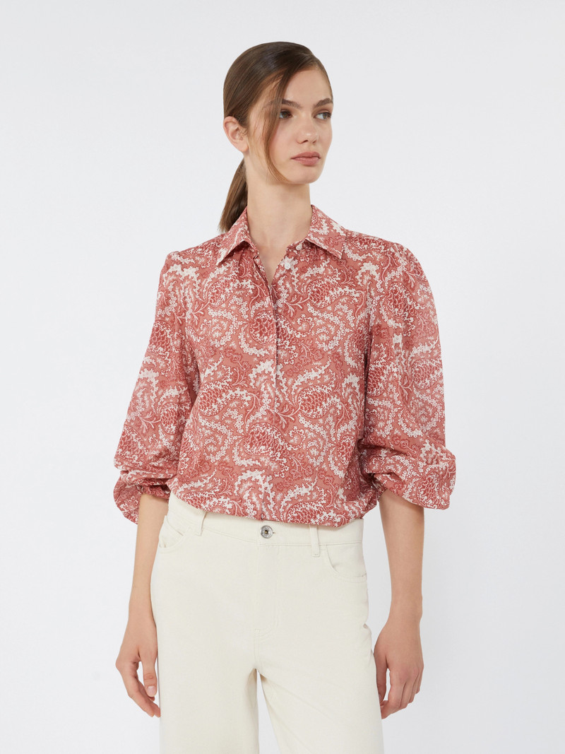 PERIODI Printed cotton voile shirt - CHERRY 5