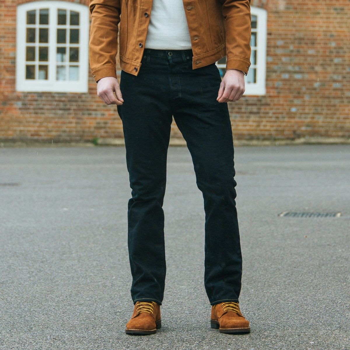 IH-888S-142OD 14oz Selvedge Denim Medium/High Rise Tapered Cut Jeans - Indigo Overdyed Black - 4