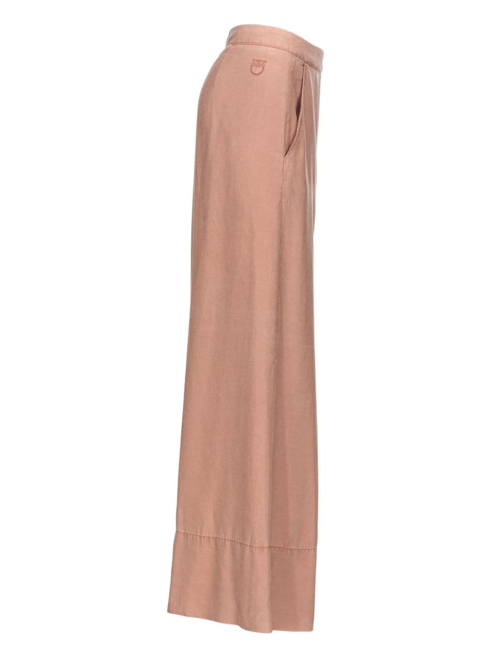Love Birds-embroidered washed wide-leg trousers - 2