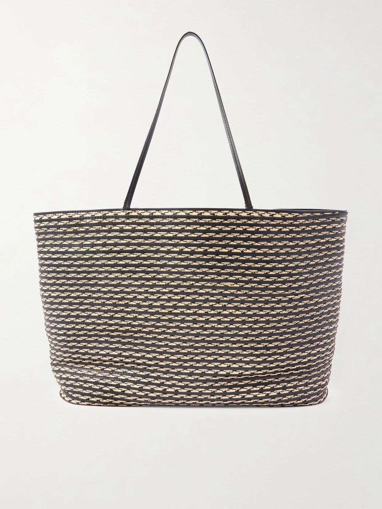 Beau Large Leather And Raffia Tote - 1