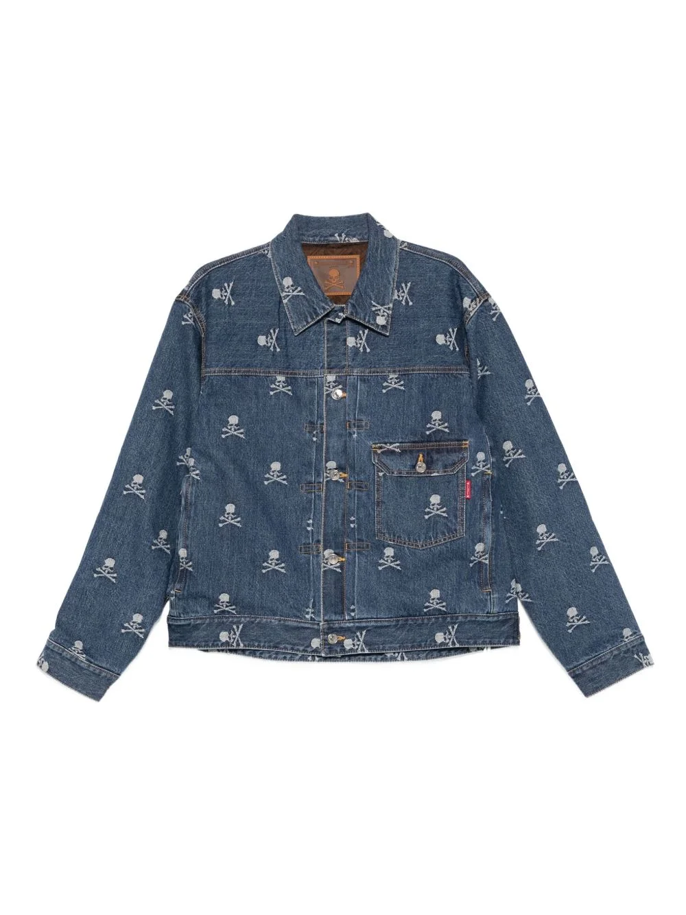 skull-crossbones denim jacket - 1