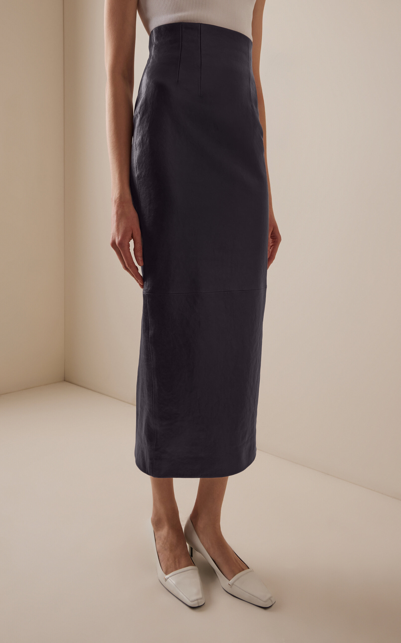 Loxley Leather Maxi Skirt navy - 3