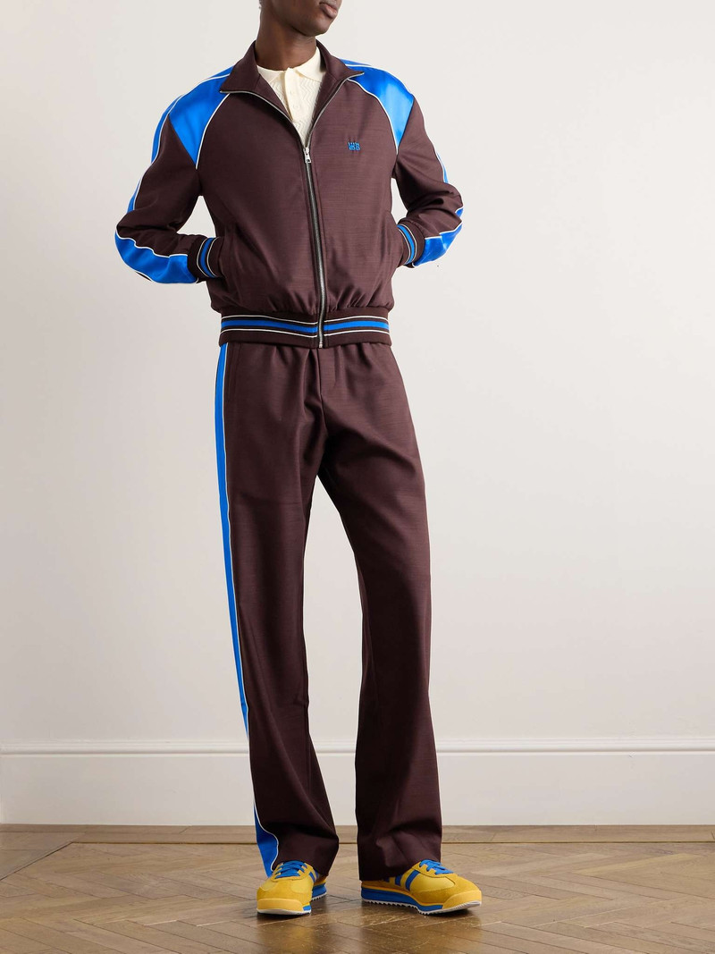 WALES BONNER Courage Logo-Embroidered Satin-Trimmed Wool Track Jacket outlook
