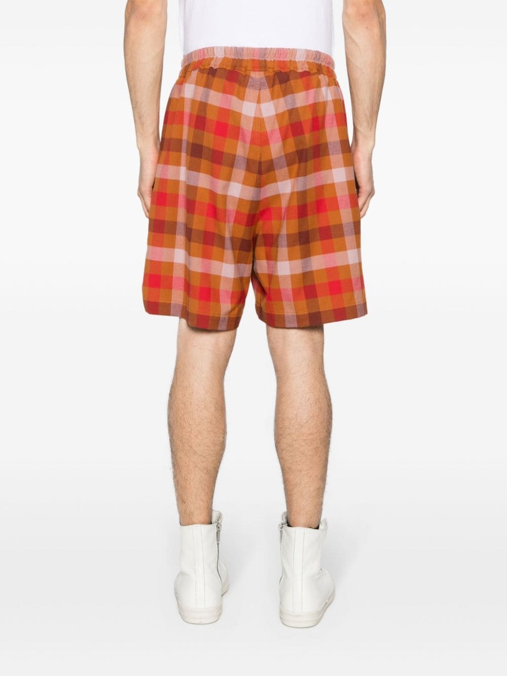 plaid-check cotton shorts - 4