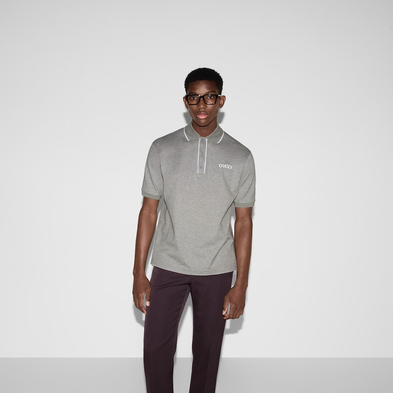 Embroidered cotton piquet polo shirt 3