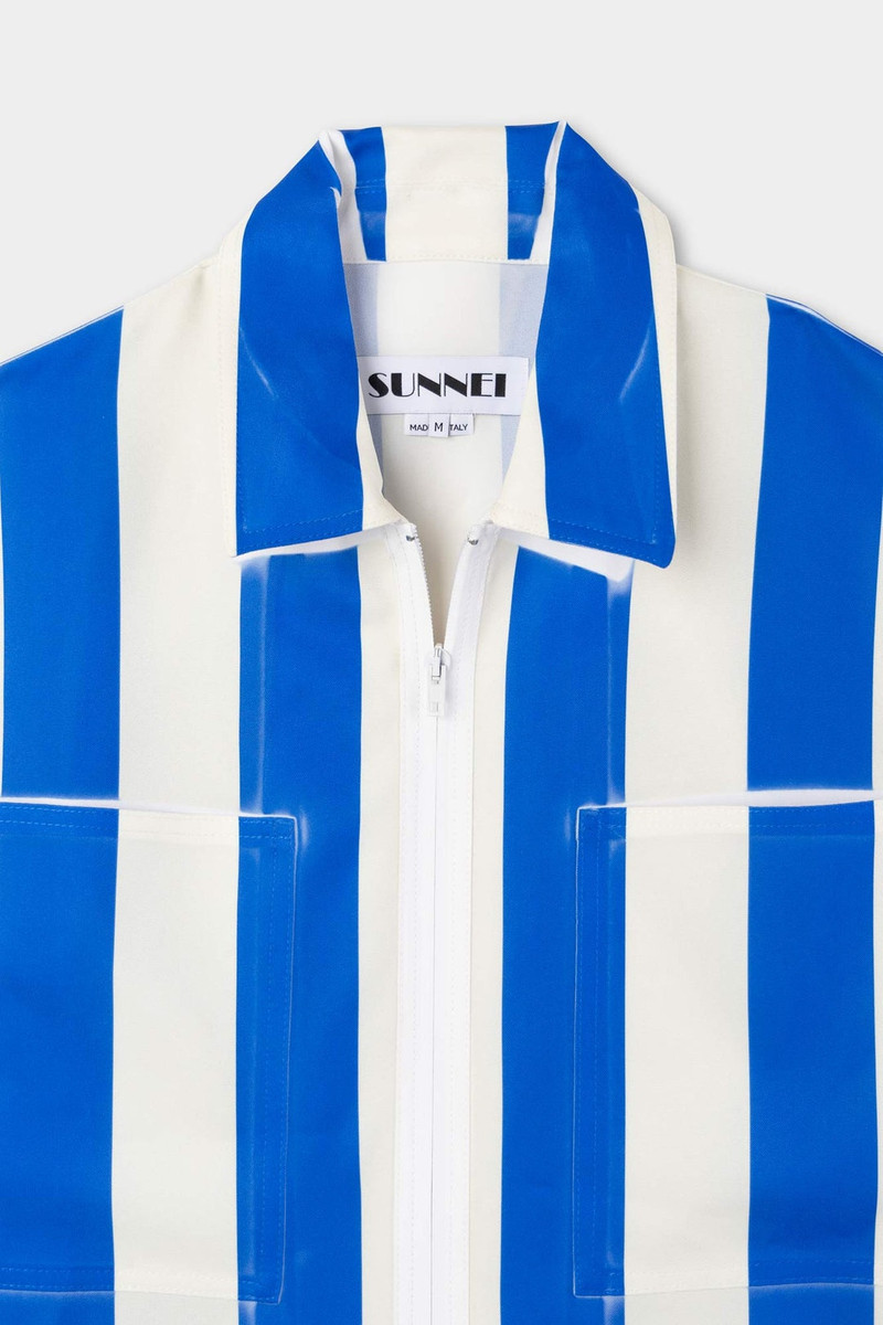 CARGO SHIRT / blue & beige stripes 5