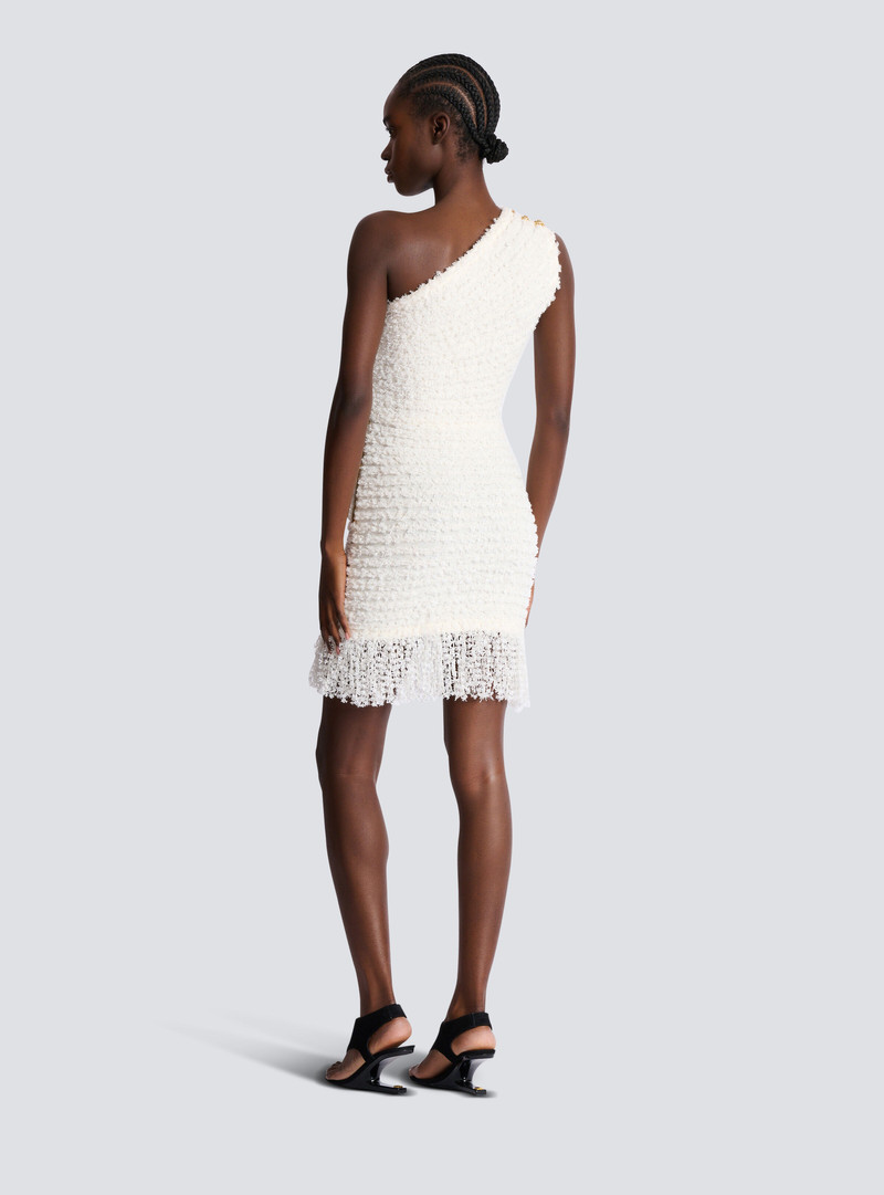 Dotted tweed one-shoulder dress 4