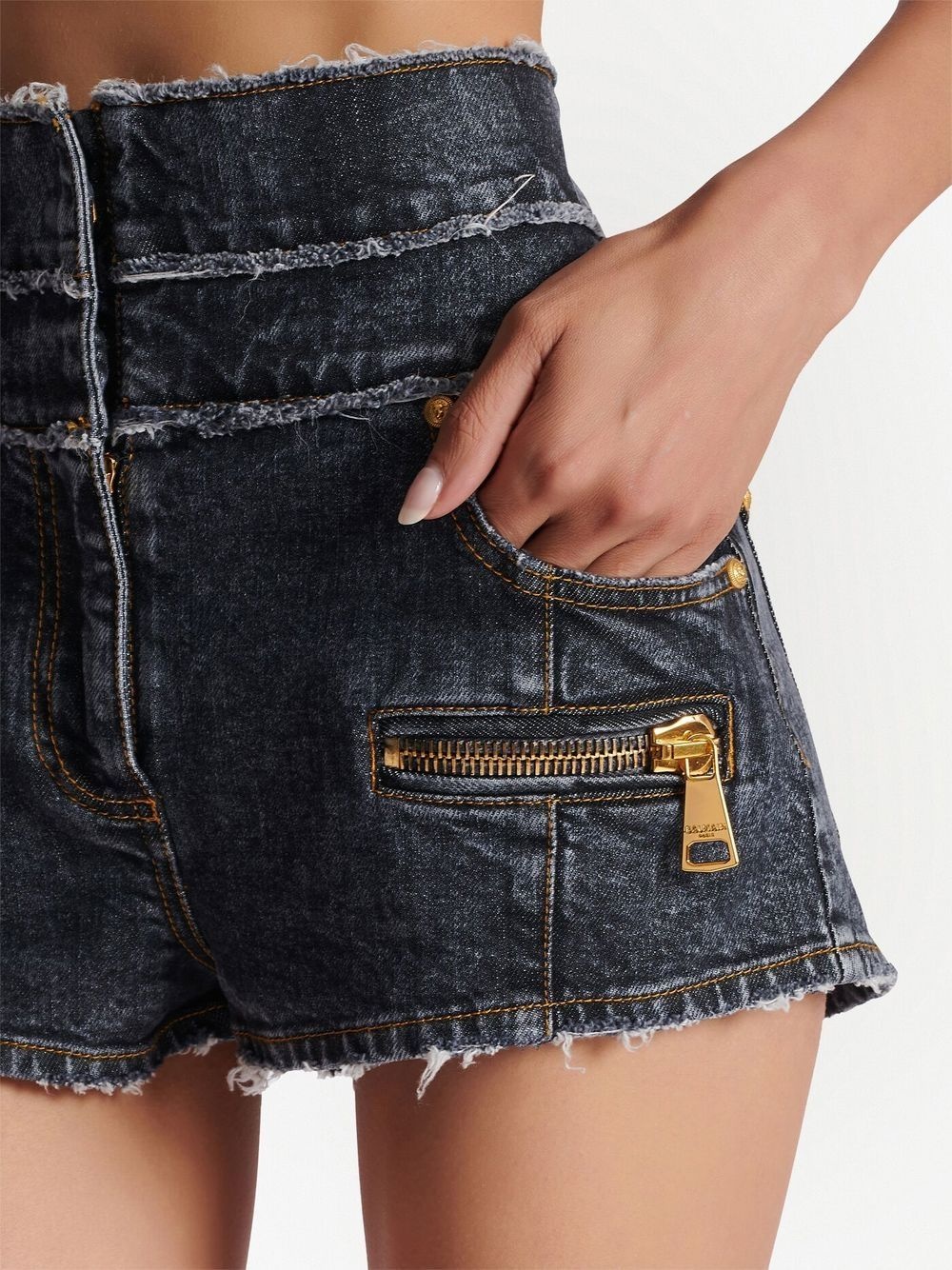 multi-pocket denim shorts - 5