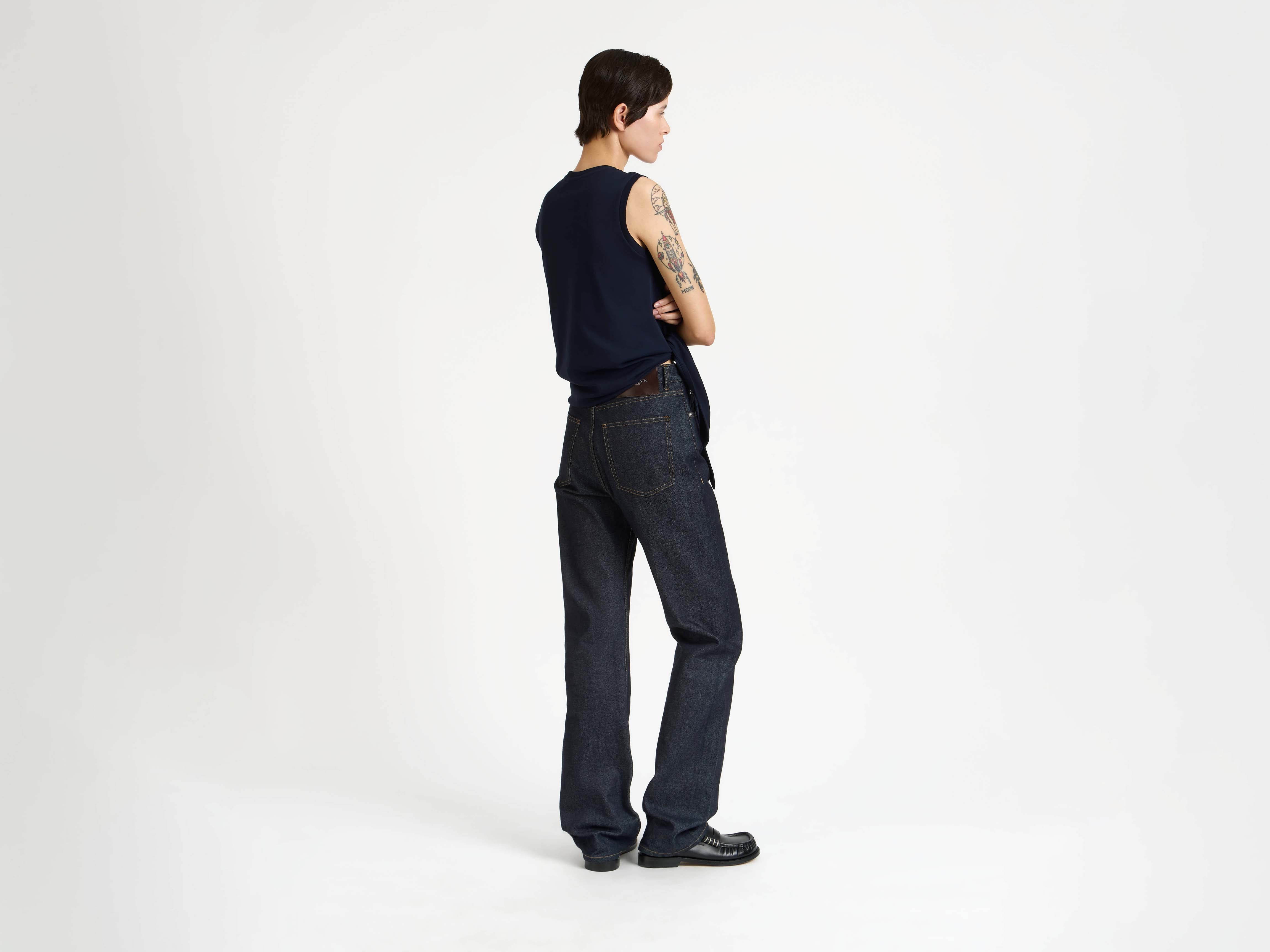 HEM KNOT TANK TOP IN NAVY - 3