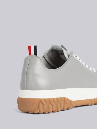 Thom Browne Medium Grey Vitello Calf Leather Cable Knit Sole Court Sneaker outlook