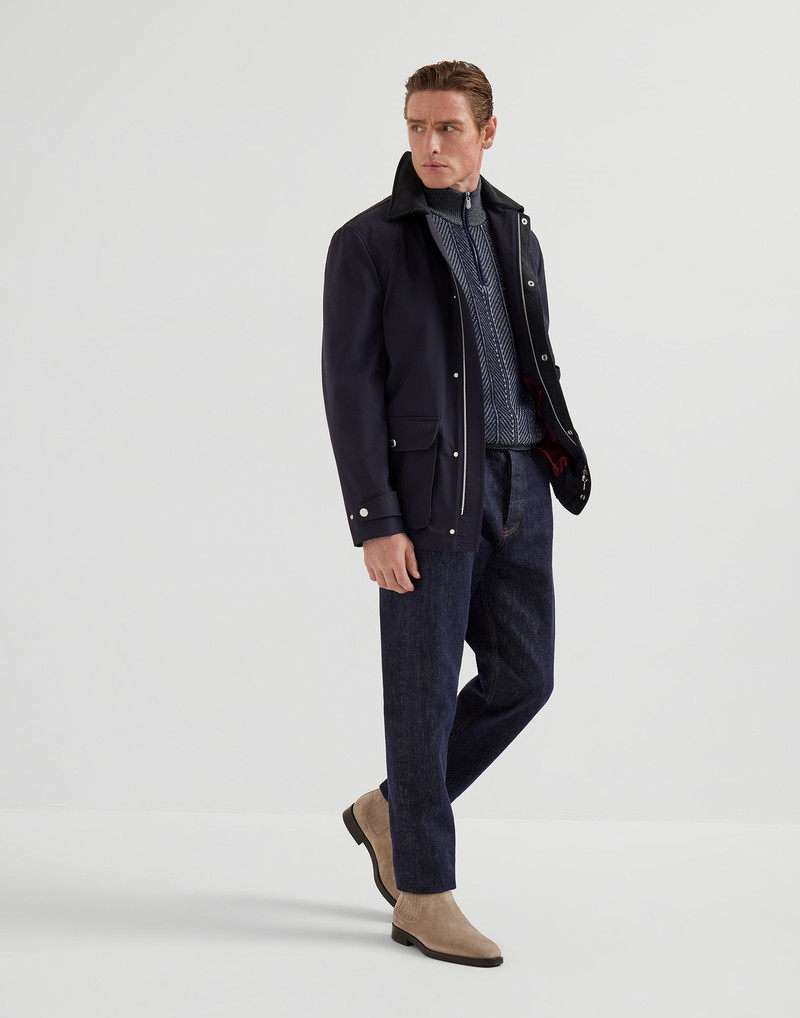 Cashmere vanisé chevron sweater with half zip 5