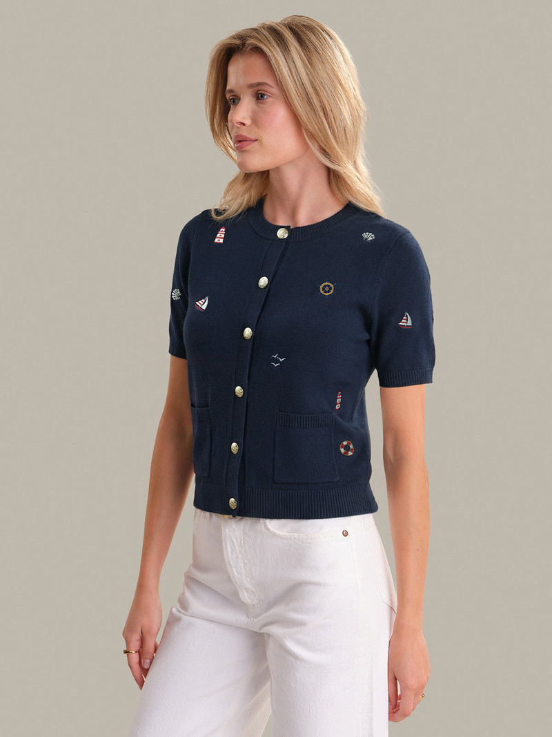 525 america Beth: Nautical Embroidered Cotton Cardigan outlook