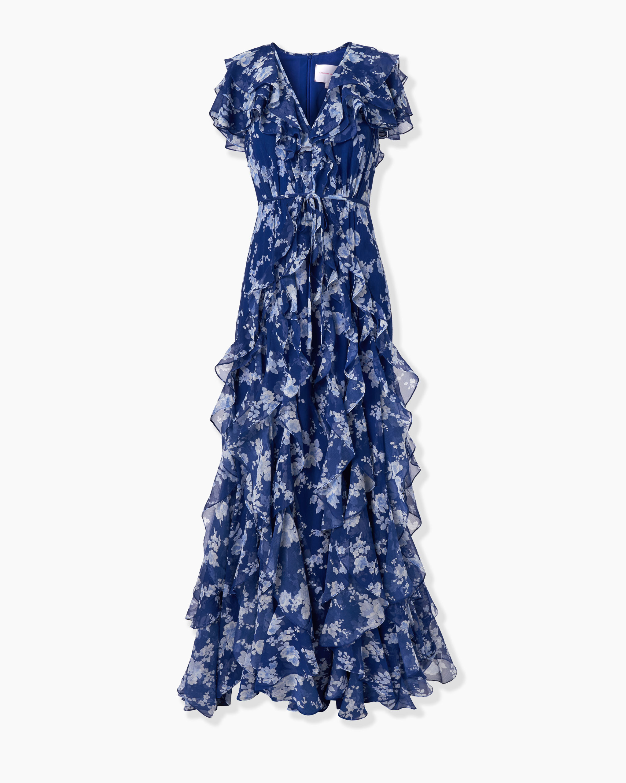 Chiffon Floral-Print Gown - 1