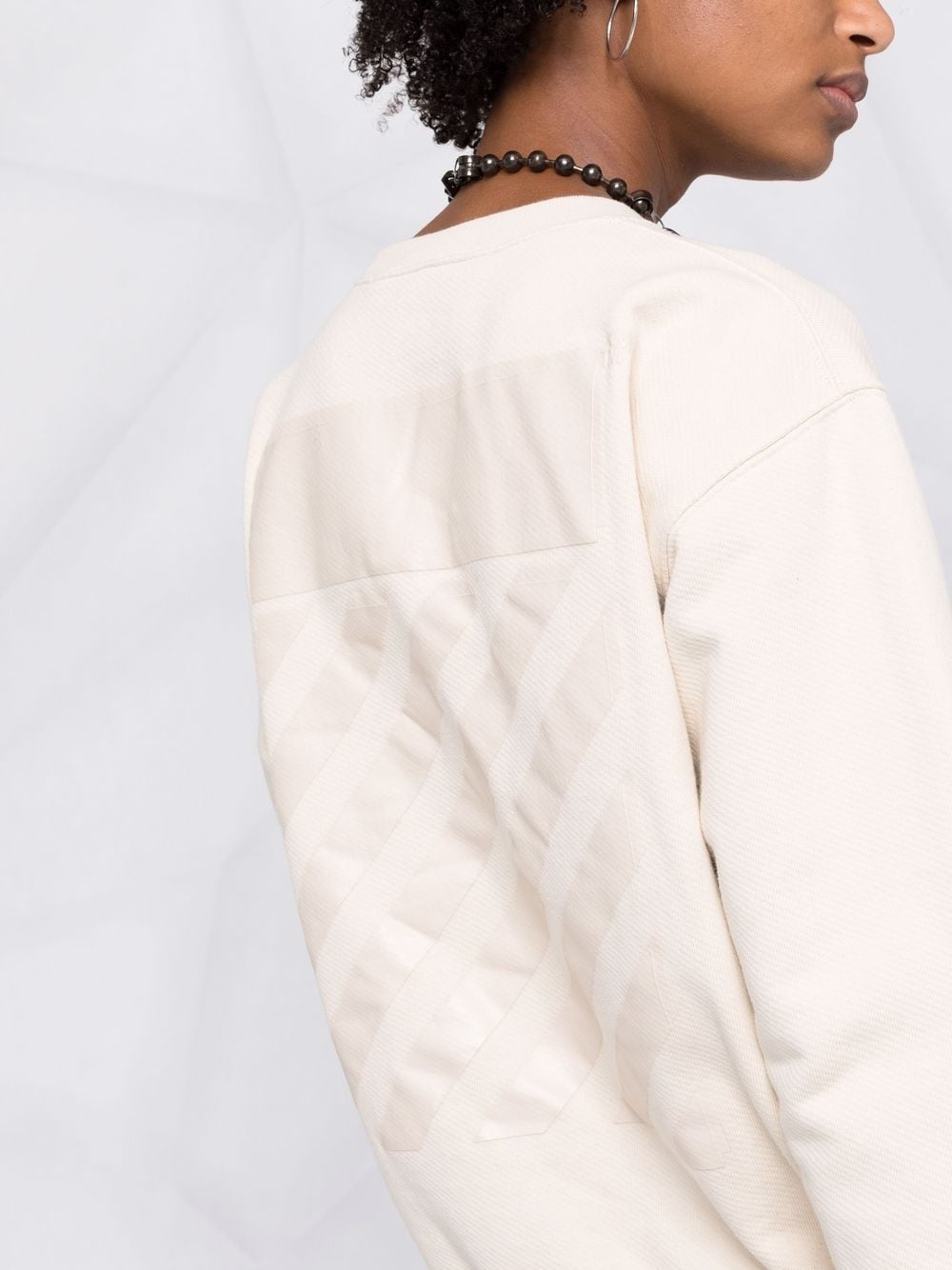 Diag-print crew-neck sweatshirt - 3