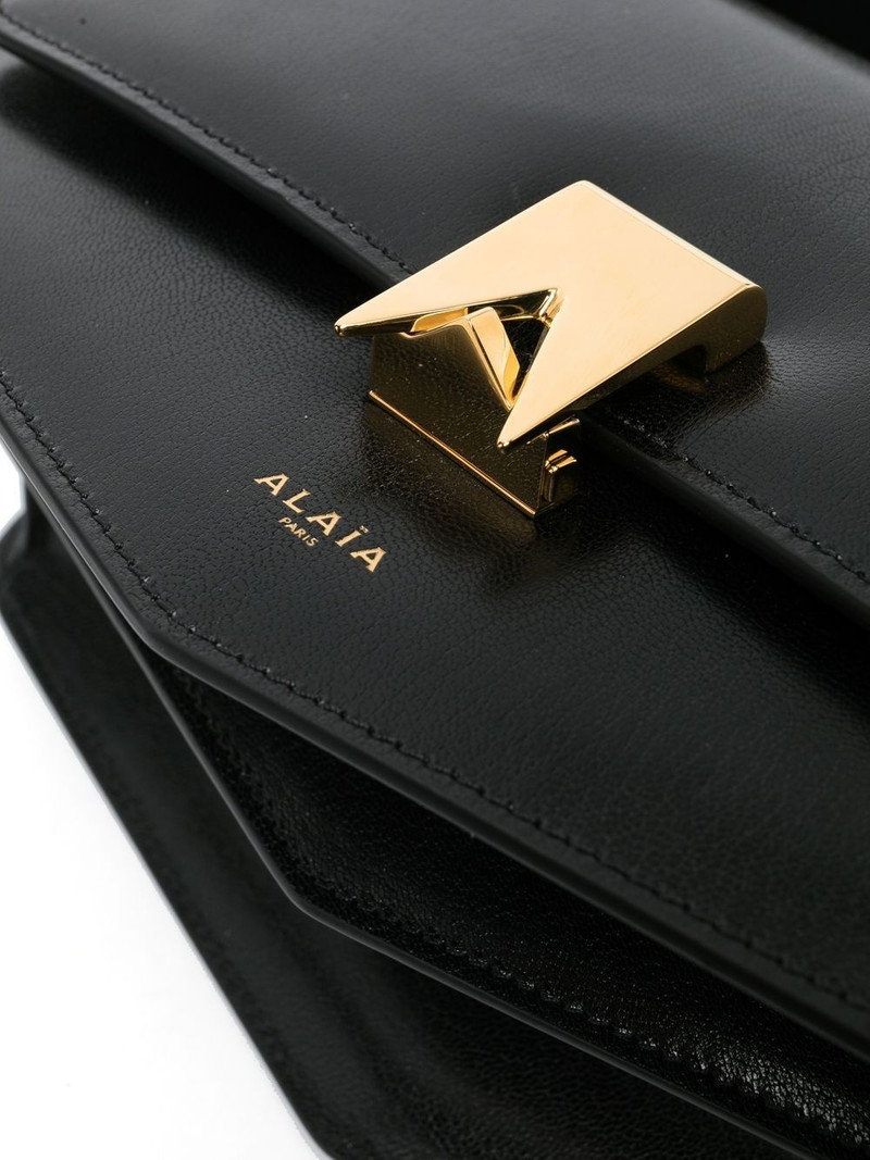 logo-plaque leather shoulder bag 5