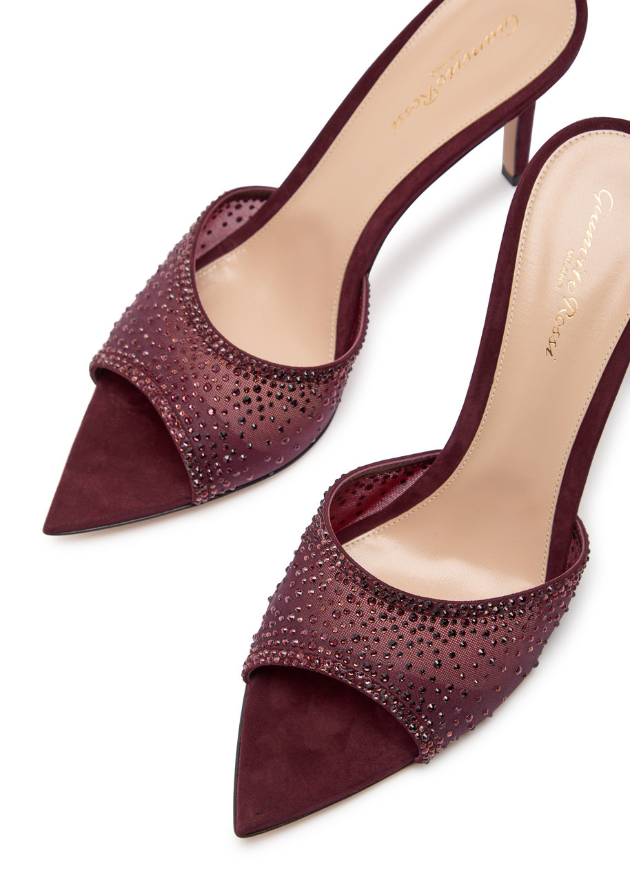 Gianvito Rossi Rania 85 Crystal-embellished Mesh Mules - 3