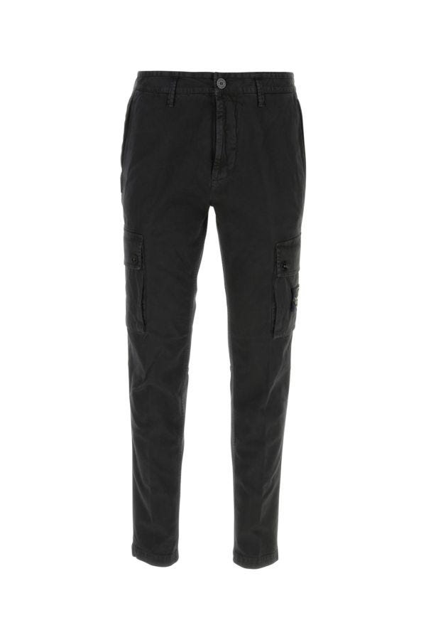 Black stretch cotton cargo pant - 1