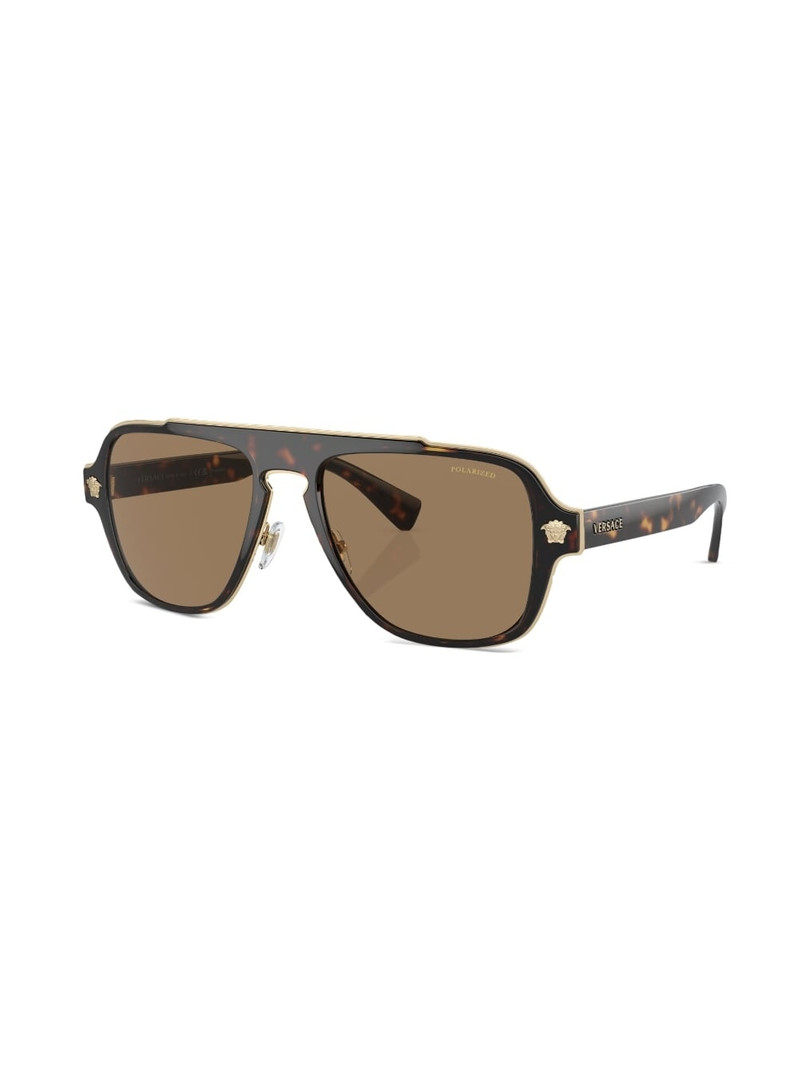 VERSACE tortoiseshell-effect pilot-frame sunglasses outlook