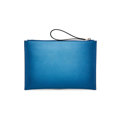 Santoni Light blue saffiano leather pouch outlook
