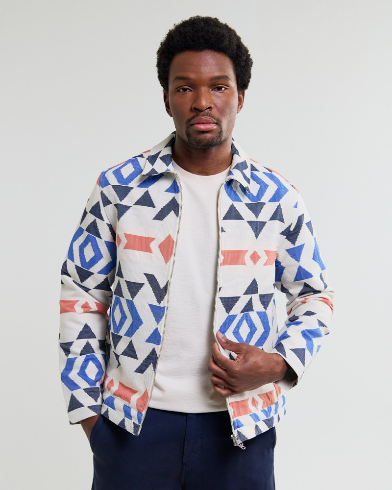 Wax London Park - Ecru And Multicolour Aztec Jacquard Jacket outlook