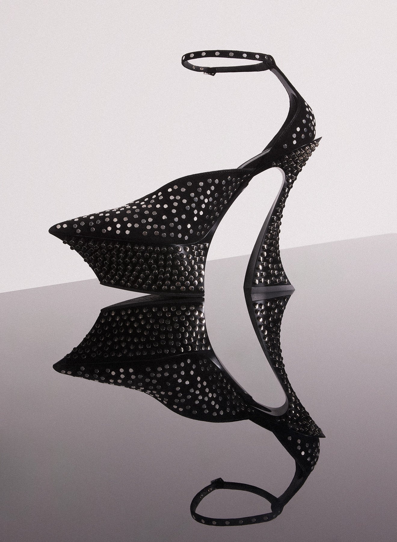 black studded  platform strappy fang 95 mules - 2
