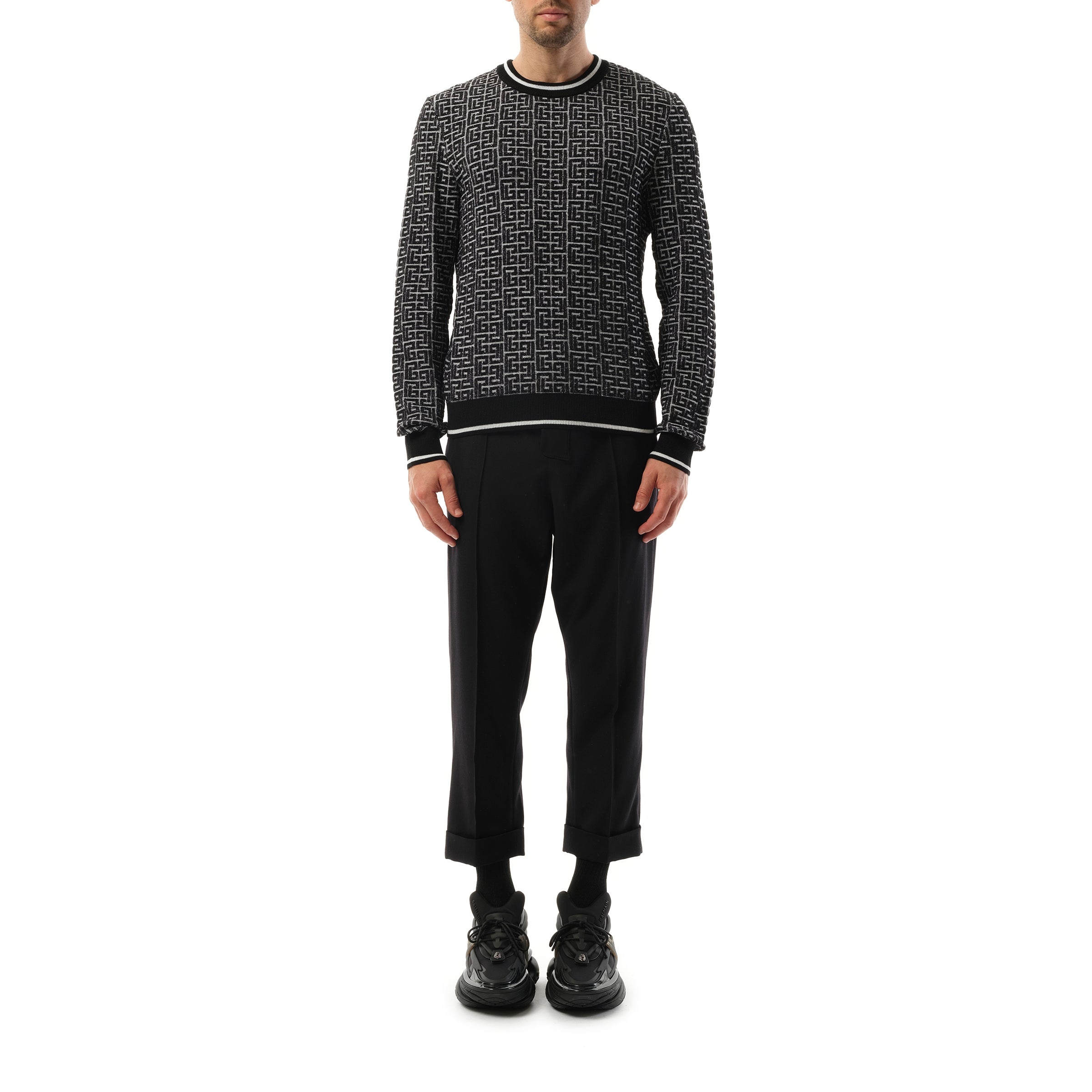 3D Monogram Vanise Knit Sweater in White/Black - 4