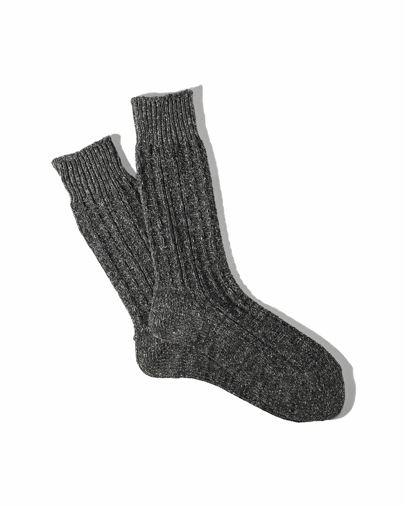 Anonymousism Boucle Nep Cable Crew Sock M. Grey - 1