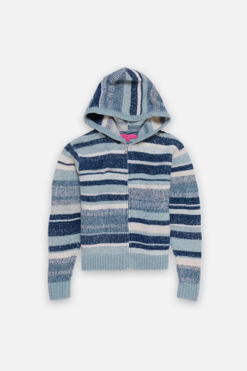 STRIPE SUPER SOFT CASHMERE WOMENS ZIP HOODIE 1